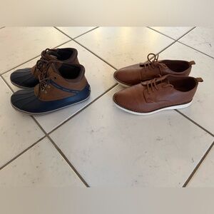 Boys size 3- Sperry topsider navy and brown boots +  Cat & JackBrown Dress Shoes